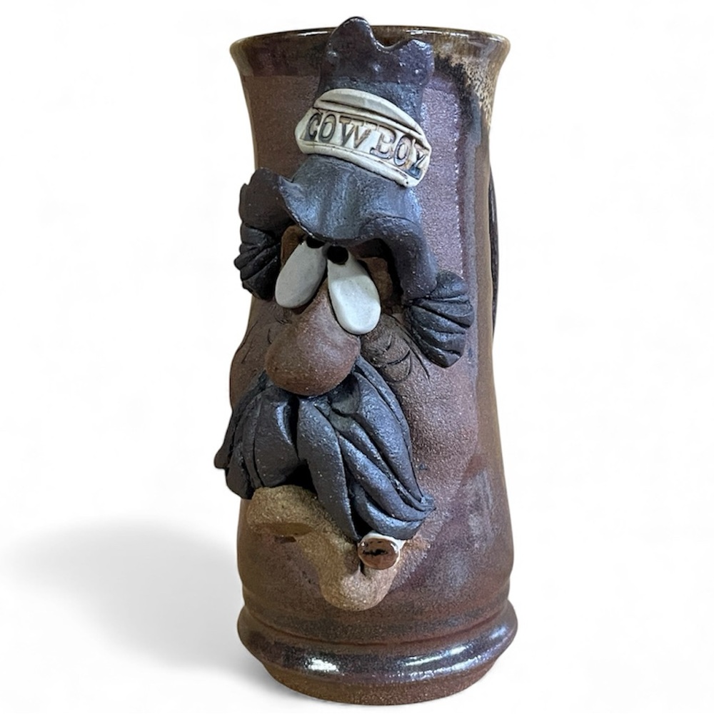 Vintage Mahone Stoneware Rustic Cowboy Character Mug